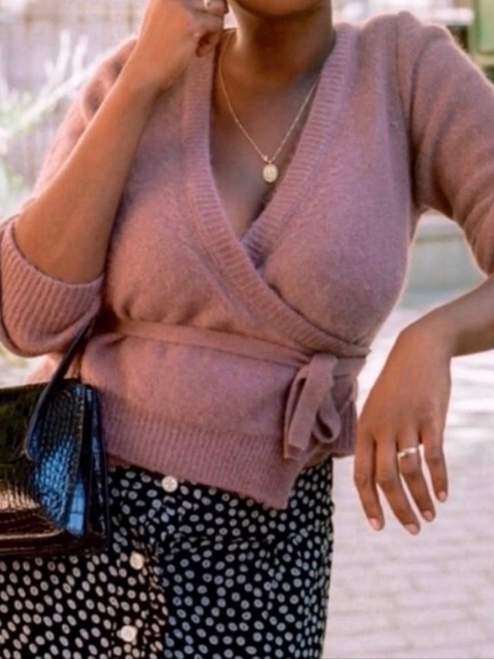 Rouje Marty Wrap Sweater Cardigan Angora Wool Mauve Dusty Size 34 US 2